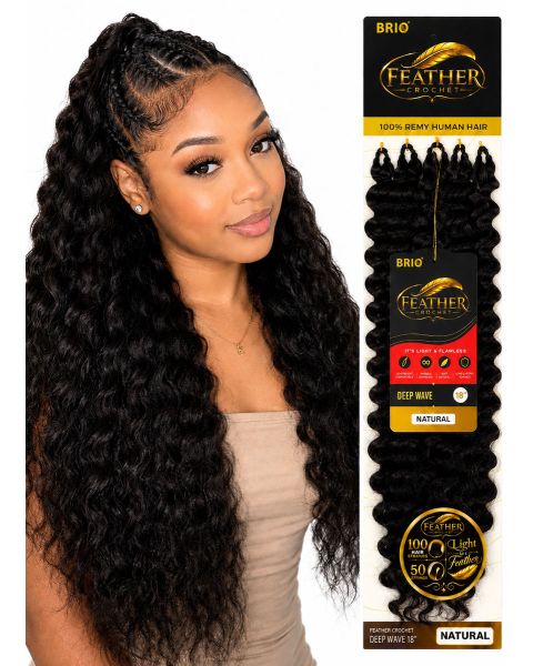 Brio Human Hair Deep Wave Feather Crochet 18