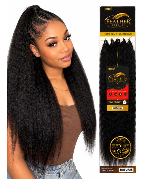 Brio Human Hair Kinky Straight Feather Crochet 18