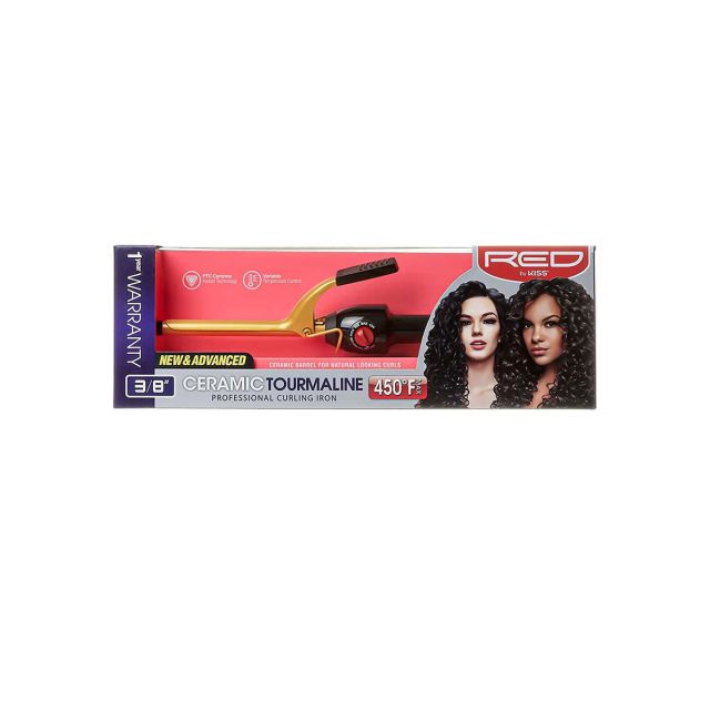 RED BY KISS Ceramic Tourmaline Professional Curling Iron 3/8" CI01N