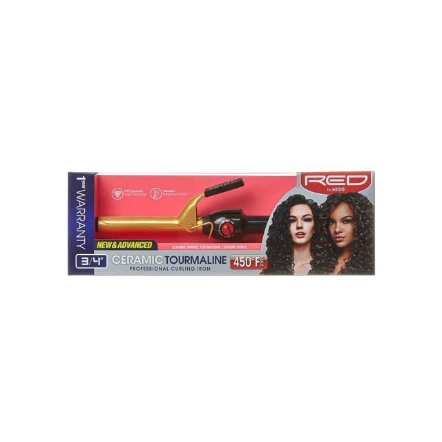 RED BY KISS Ceramic Tourmaline Professional Curling Iron 3/4" CI04N