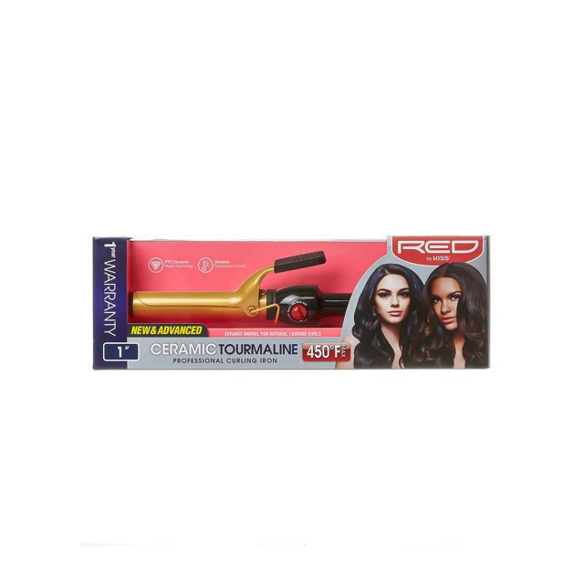 RED BY KISS Ceramic Tourmaline Professional Curling Iron 1" CI05N