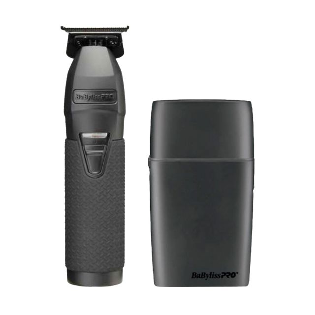 BabylissPro BlackFX All Metal Lithium Trimmer & Double Foil Shaver-Limited Edition FXTSMBPK