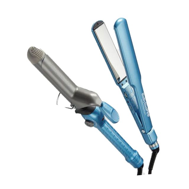 BabylissPro Nano Titanium 1 1/4" Spring Curling Iron & 1 1/2" Ultra-Thin Flat Iron Limited Edition BNTPP69