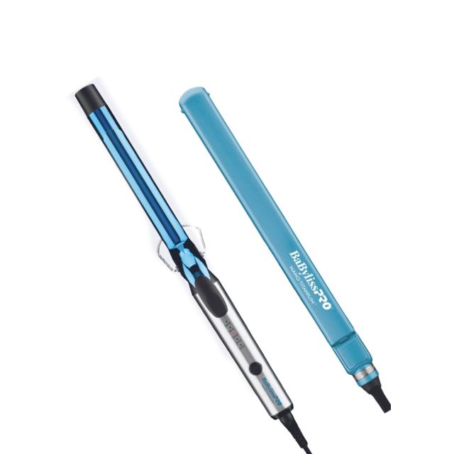 BabylissPro Nano Titanium 1" Ultra-Thin Flat Iron & 1" Extended-Barrel Curling Iron Limited Edition BNTPP62UC