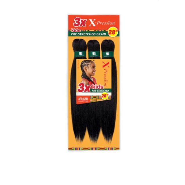 3X X-Pression Kids Pre-Stretched Braid 28" by African Collection