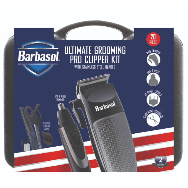 BARBASOL Ultimate Grooming Pro Clipper Kit 20PCS With Blades CBH1-4003-KIT