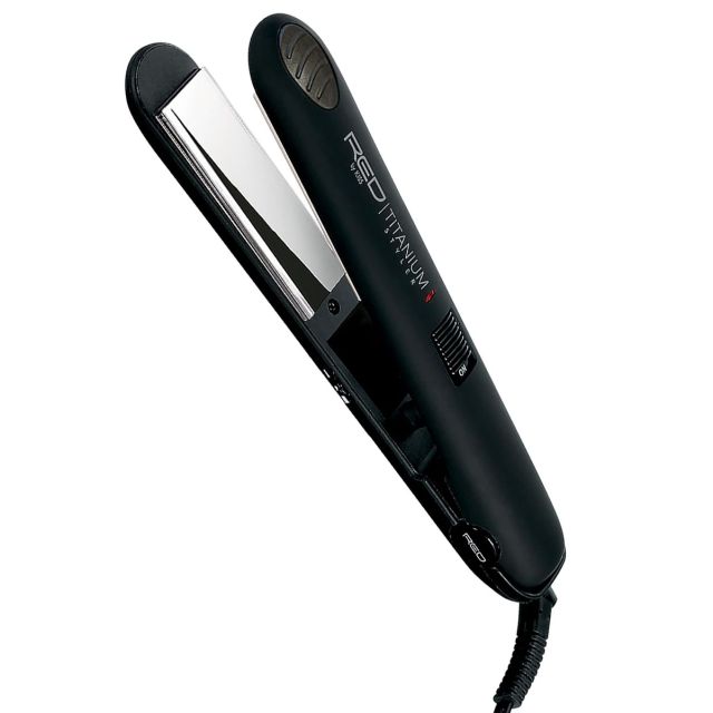 RED KISS Titanium Styler 1 1/4" Flat Iron Straightens Hair With Silky Smooth, Frizz-Free Results FITS125