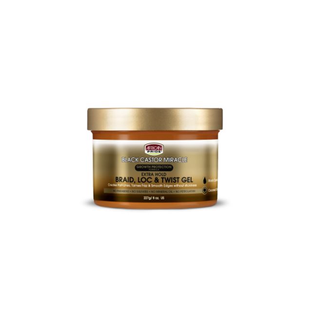 African Pride Black Castrol Miracle Extra Hold Braid, Loc & Twist Gel (8oz)