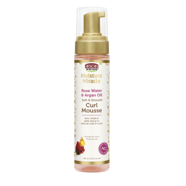 African Pride Moisture Miracle Rose Water & Argan Oil Curl Mousse 8.5oz