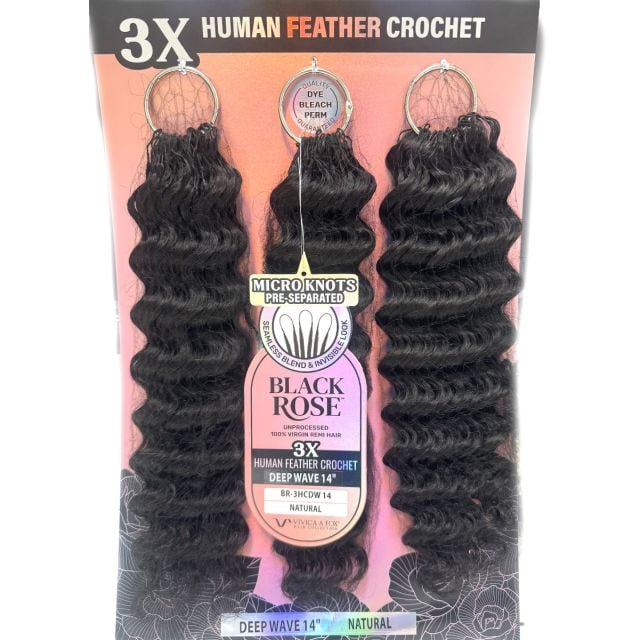 Black Rose Remi Hair 3X Deep Wave Human Feather Crochet 14"