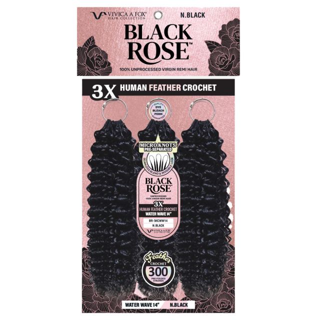 Black Rose Remi Hair 3X Water Wave Human Feather Crochet 14"