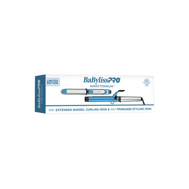 BabylissPro Limited Edition Nano Titanium 1 1/4" Extended Barrel Curling Iron & 1 1/4 Prima3000 Styling Iron BNTPP54UC