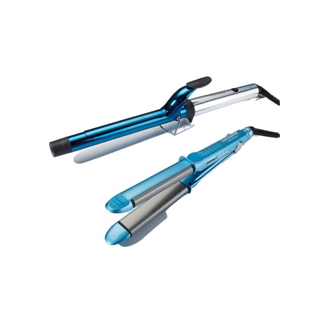 BabylissPro Nano Titanium 1" Curved Styling Iron & 1" Extended Barrel Curling Iron BNTPP76
