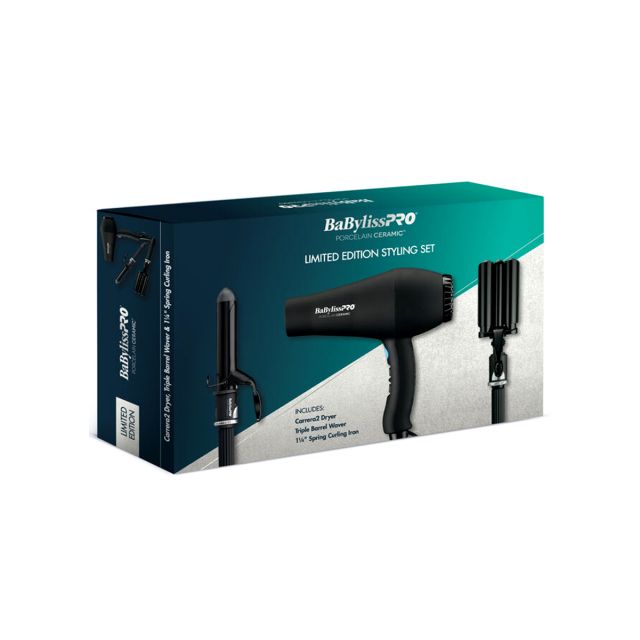 BabylissPro Limited Edition Styling Set Carrera2 Dryer, Triple Barrel Waver & Spring Curling Iron BPPP7