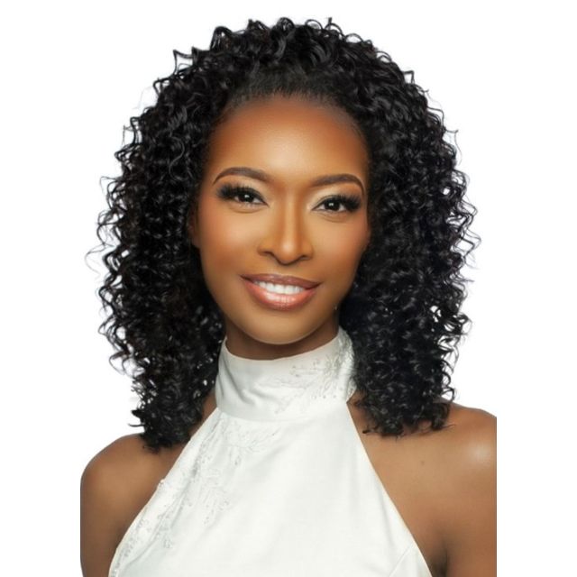 Trill Versatile Human Hair Burmese Curl Entirley Glueless Half Wig 18"