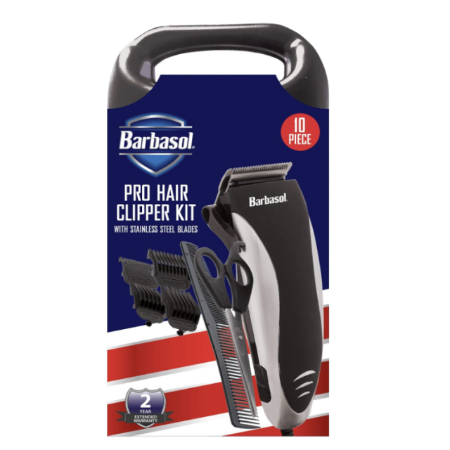 BARBASOL Pro Hair Clipper Kit 10PC With Blades CBH1-4002-SLV