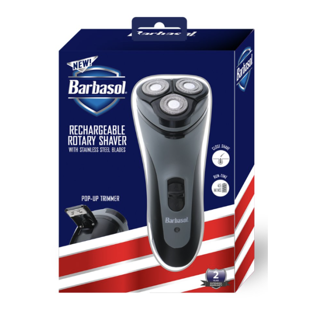 BARBASOL Rechargeable Rotary Shaver with Blades CBR1-1002-BLY
