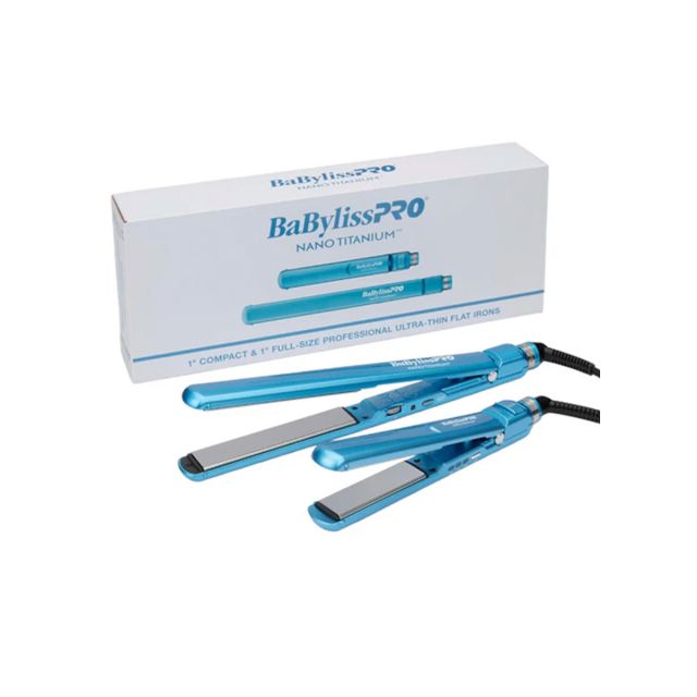 BabylissPro Nano Titanium 1" Compact & 1" Full Size Ultra Thin Flat Irons BNTPP84