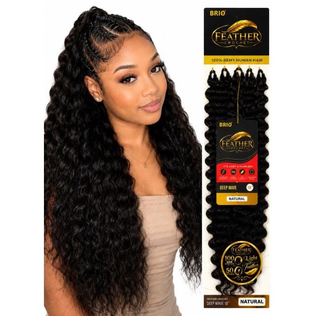 Brio Human Hair Deep Wave Feather Crochet 18"