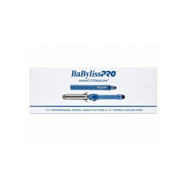 BabylissPro Nano Titanium Professional Digital Ionic Flat Iron 1.25" & Spring Curling Iron 1.25 " BNTPP98
