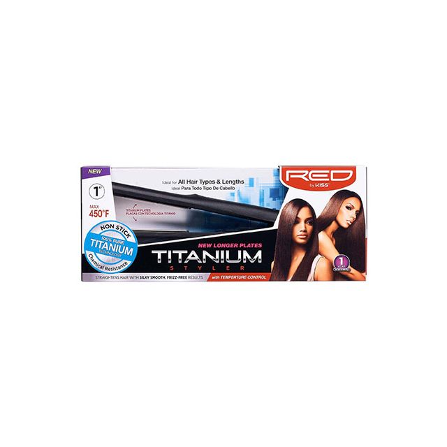 RED KISS Titanium Styler 1" New Longer Plates Flat Iron Straightens Hair With Silky Smooth, Frizz-Free Results FT10