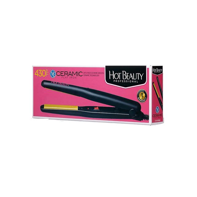 Hot Beauty Ceramic Flat Iron 1/2" Anti-Frizz Extreme Smooth Ceramic Technology HFI050