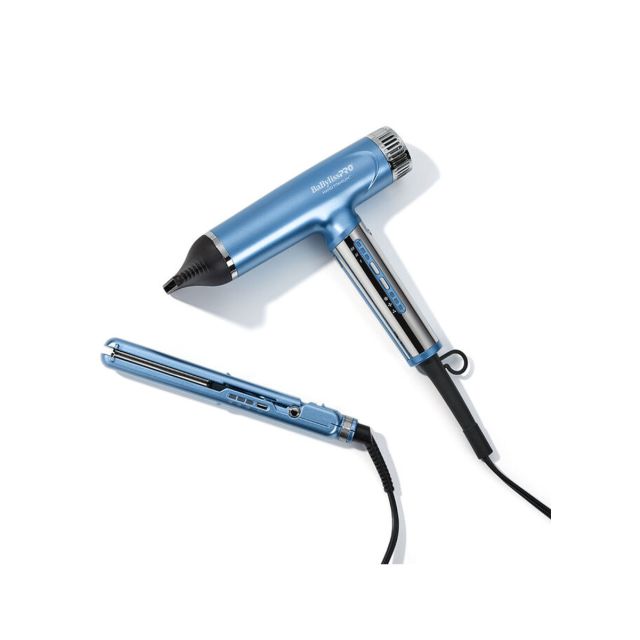 BabylissPro Nano Titanium Nano Light Ionic Dryer & 1" Compact Ultra Thin Flat Iron BNTPP79