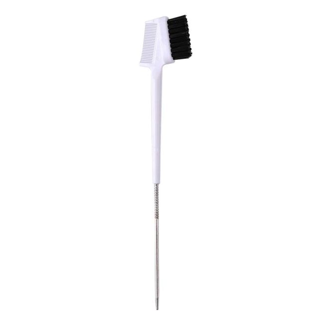 Jomara White 3 in 1 Edge Control Brush Metal Pintail JMR-53003