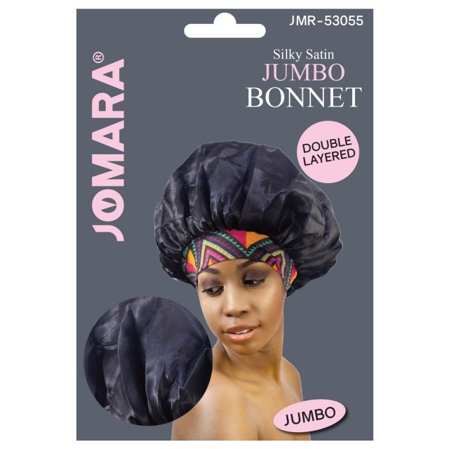 Silky Satin Jumbo Bonnet Double Layered Black by Jomara JMR-53055