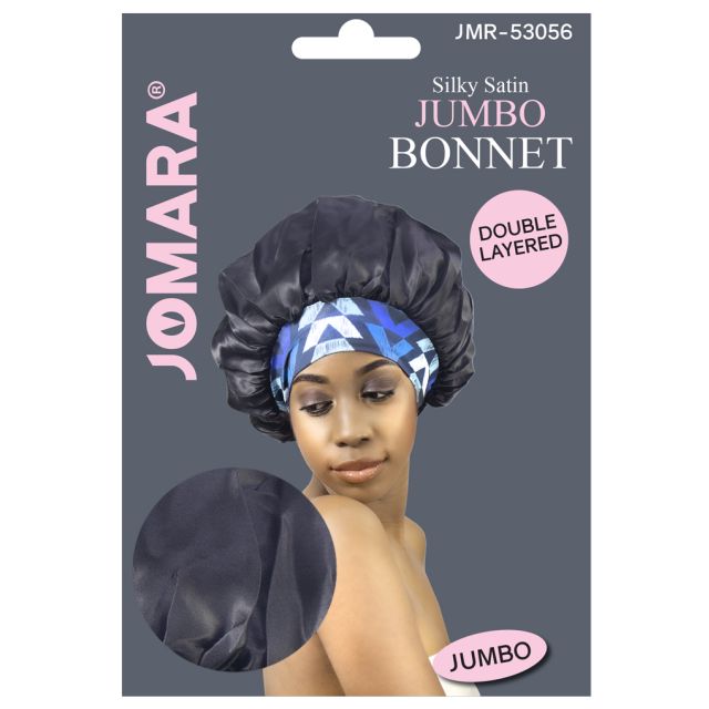 Silky Satin Jumbo Bonnet Double Layered Black by Jomara JMR-53056