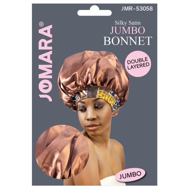 Silky Satin Jumbo Bonnet Double Layered Brown by Jomara JMR-53058