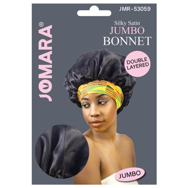 Silky Satin Jumbo Bonnet Double Layered Black by Jomara JMR-53059