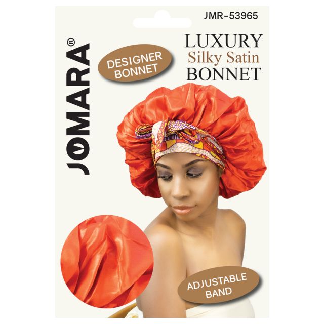 Luxury Silky Satin Bonnet Adjustable Band Red by Jomara JMR-53965