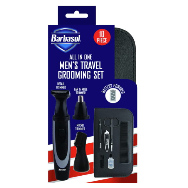 BARBASOL All-In One Men's Travel Grooming Set 10PCS CBG1-5000-KIT