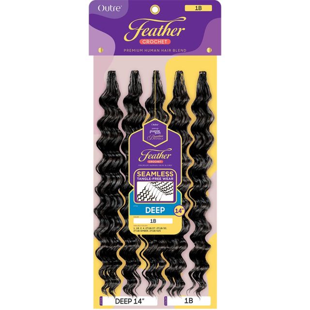 Outre Purple Pack Human Hair Deep Brazilian Feather Crochet 14"