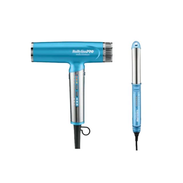 BabylissPro Nano Titanium Nano Light Ionic Dryer & Ultra Sleek Styling Iron 1"-Limited Edition- BNTPP94