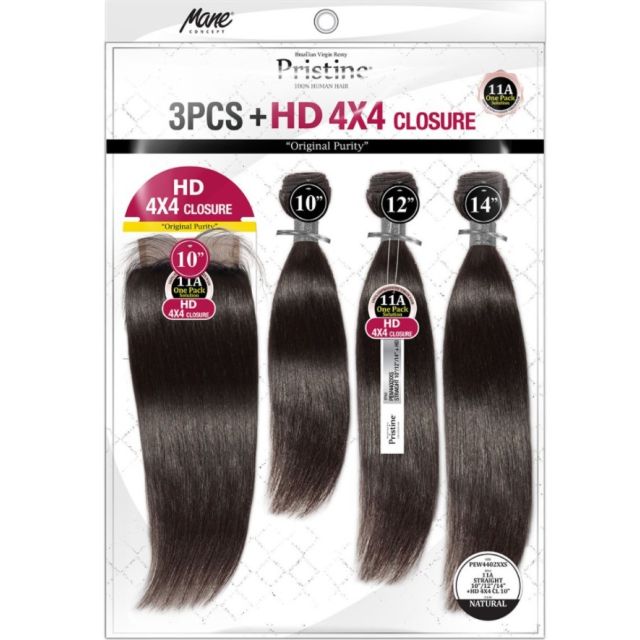 11A 100% HUMAN HAIR Straight+ HD 4X4 CLOSURE BY PRISTINE 12+14+16