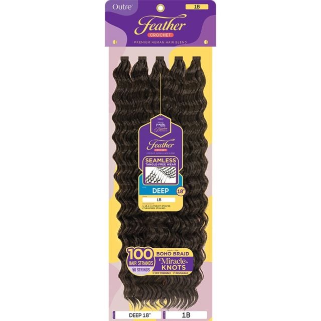 Outre Purple Pack Brazilian Human Hair Deep Feather Crochet 18"