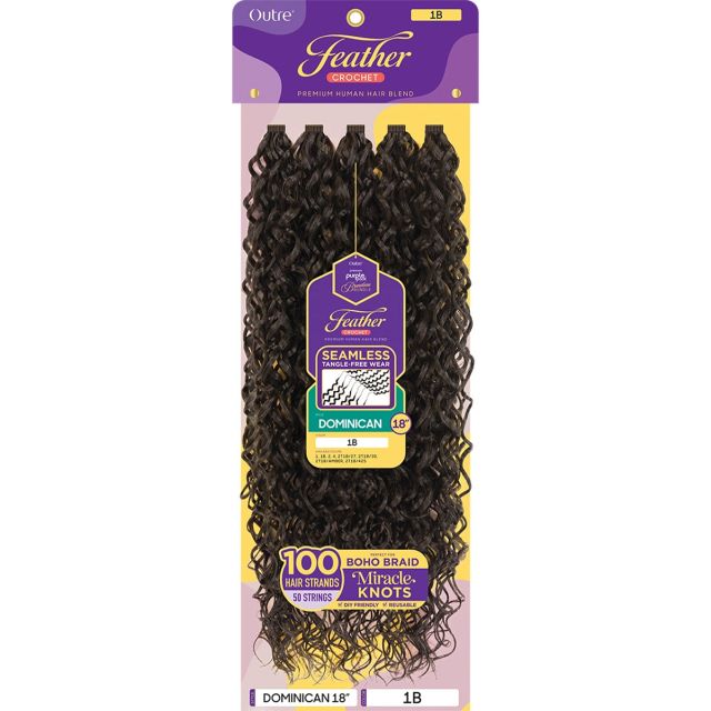 Outre Purple Pack Brazilian Human Hair Dominican Feather Crochet 18"