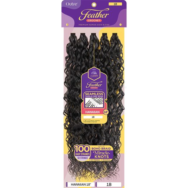 Outre Purple Pack Brazilian Human Hair Hawaiian Feather Crochet 18"
