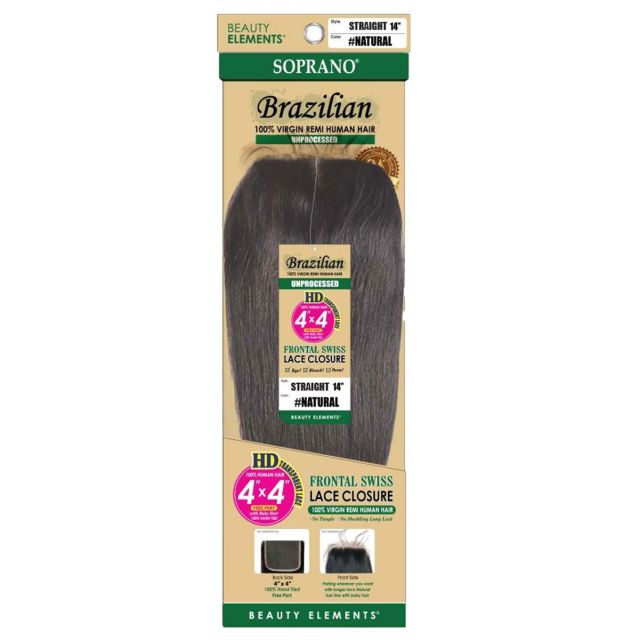 Soprano Brazilian 4X4 Full Lace Straight Closure Human Hair