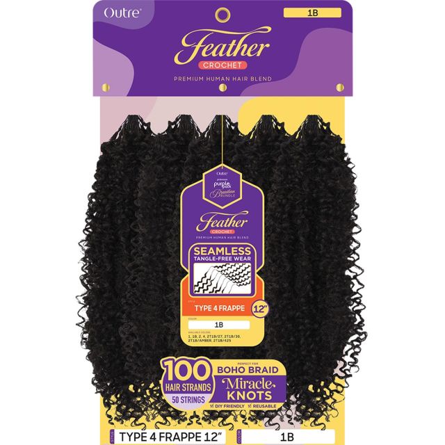 Outre Purple Pack Human Hair Type 4 Frappe Brazilian Feather Crochet 12"
