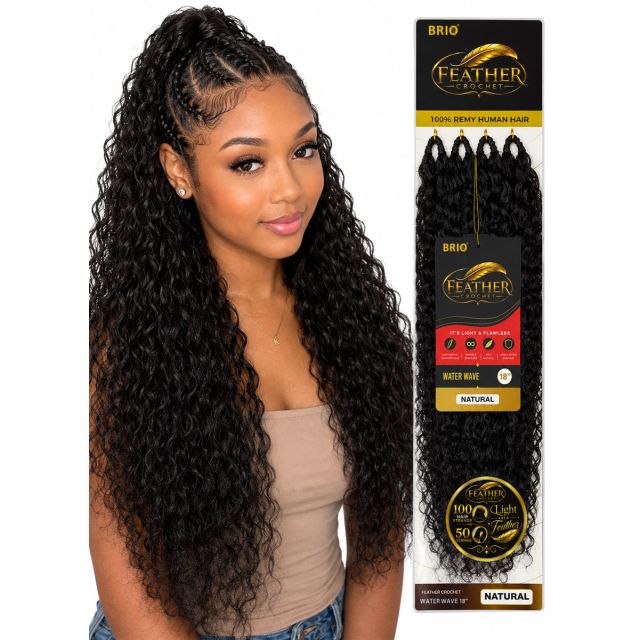Brio Human Hair Water Wave Feather Crochet 18"