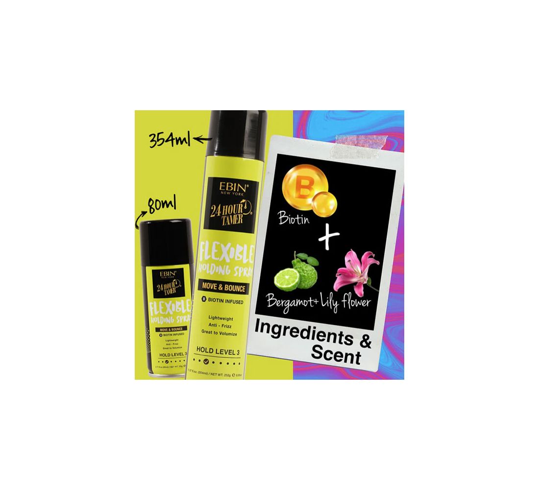 EBIN 24 Hour Tamer Flexible Holding Spray [Move & Bounce] (11.97oz)