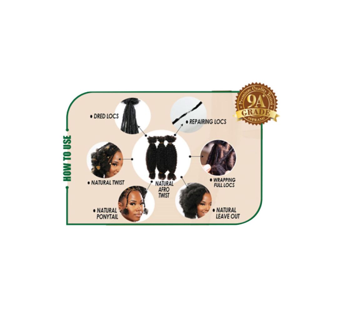 Soprano 9A+ 3X Natural Afro Twist Human Hair Bulk 16 | Joes Beauty