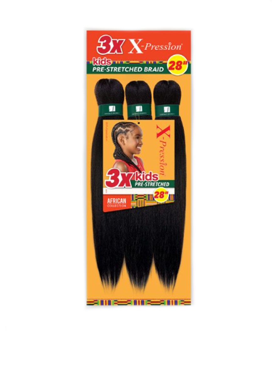 3x x-pression kids pre-stretched braid 28 by african collection
