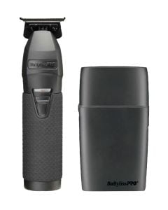 BabylissPro BlackFX All Metal Lithium Trimmer & Double Foil Shaver Prepack-Limited Edition FXTSMBPK