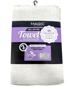 Magic 100% Cotton White Towel 16"X27" 2 Pieces