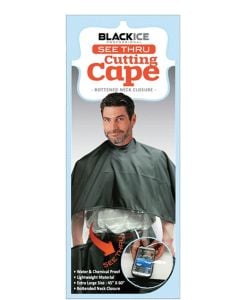 Black Ice Black See Thru Cutting Cape -BVE004BLAS