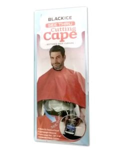 Black Ice Red See Thru Cutting Cape -BVE004REDS